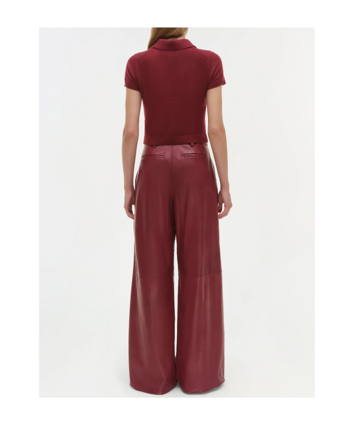 Simkhai Kobie Wide-leg Leather Pants In Burgundy
