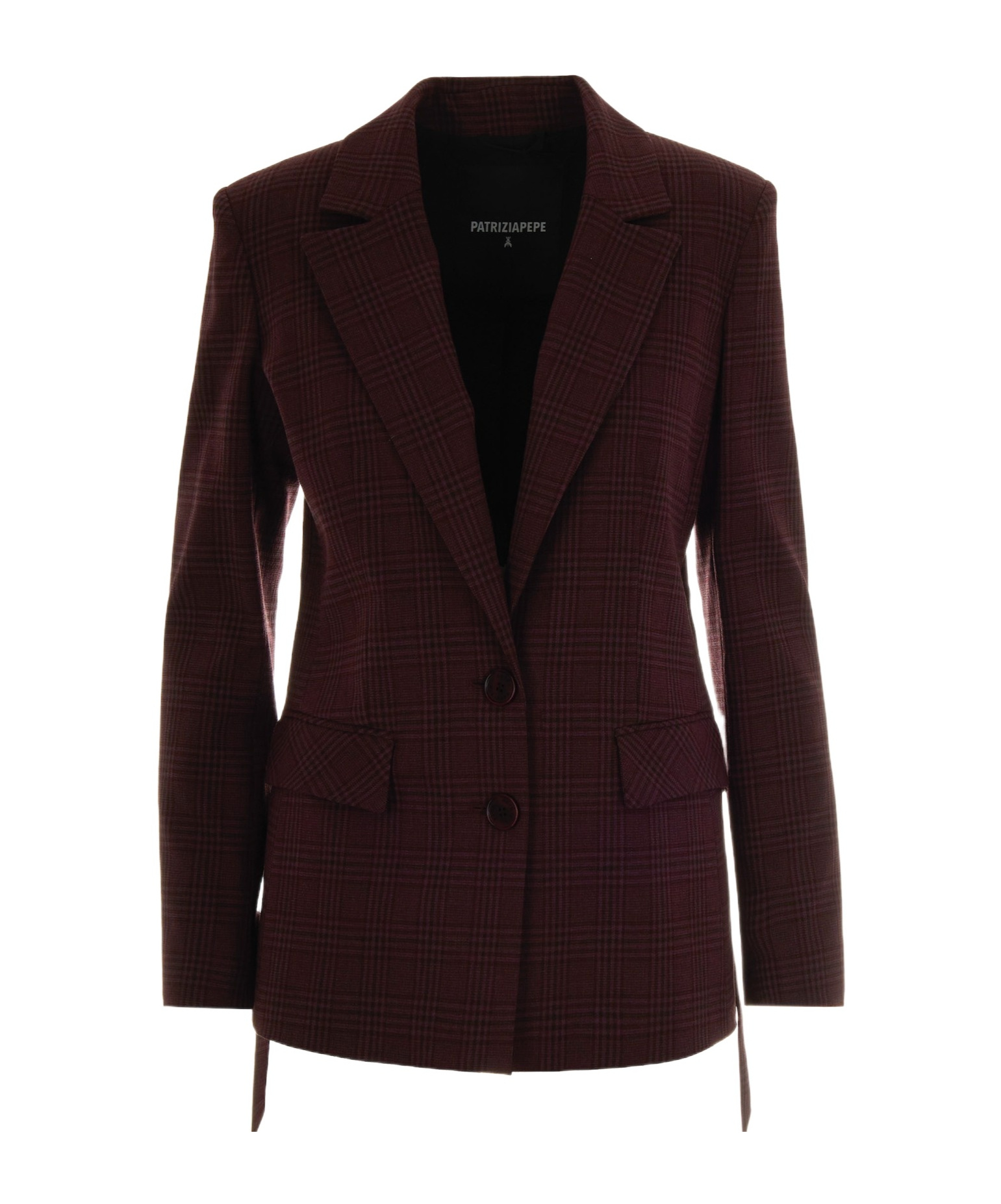 Patrizia Pepe Purple And Red Checkered Flowing Blazer In Burgundy
