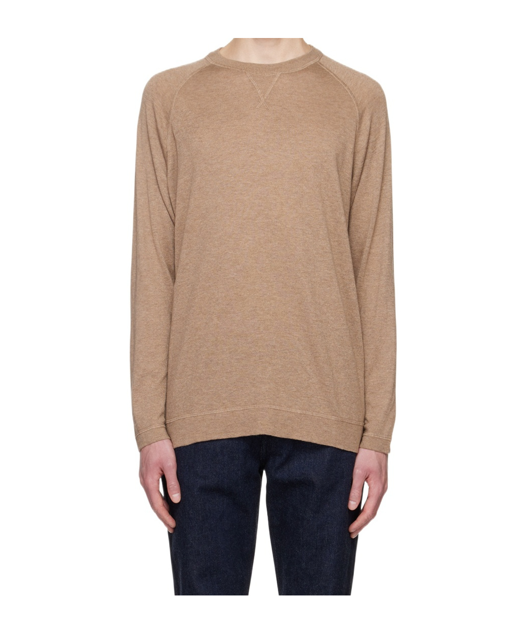 Officine Generale Sweater With Slit Side Seams In Brown