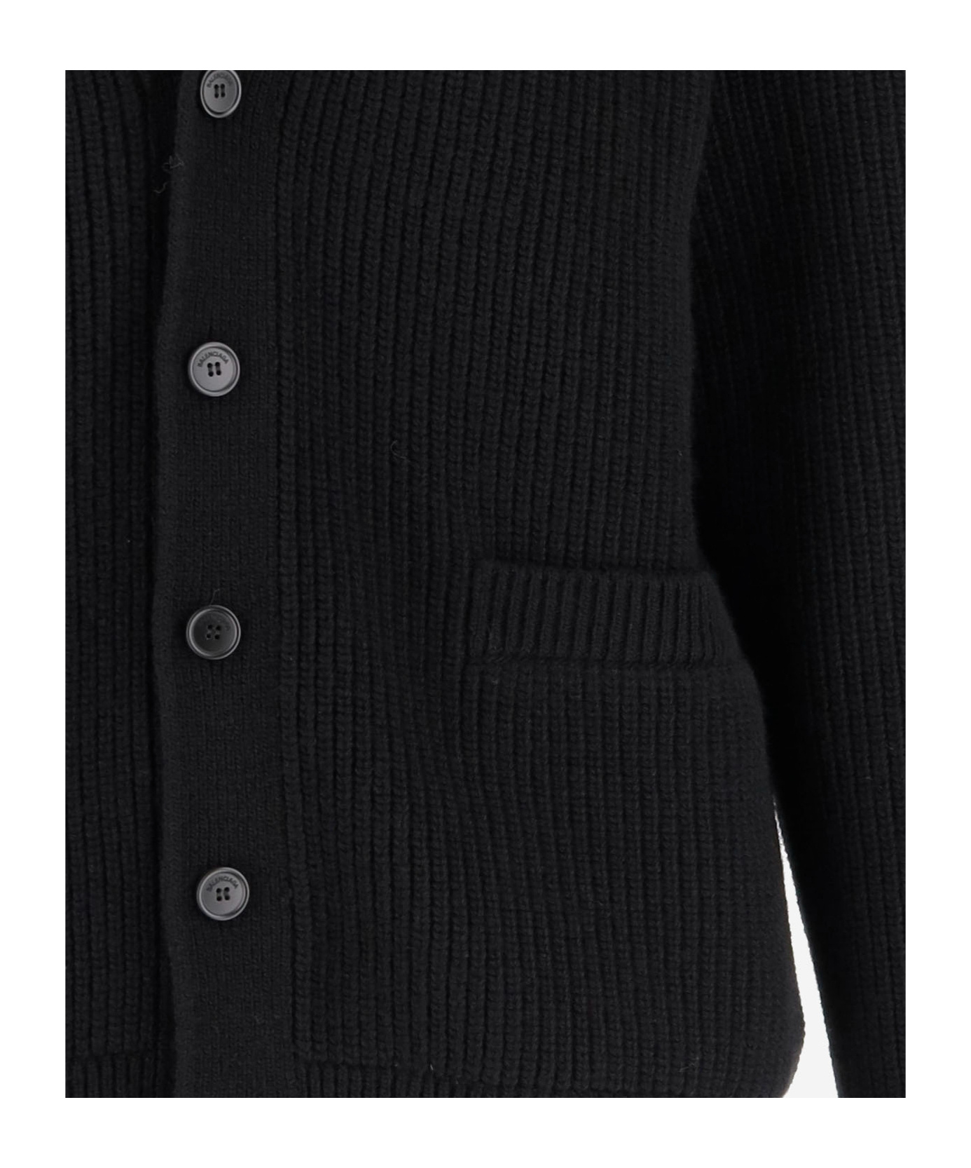 Balenciaga Wool Cardigan In Black