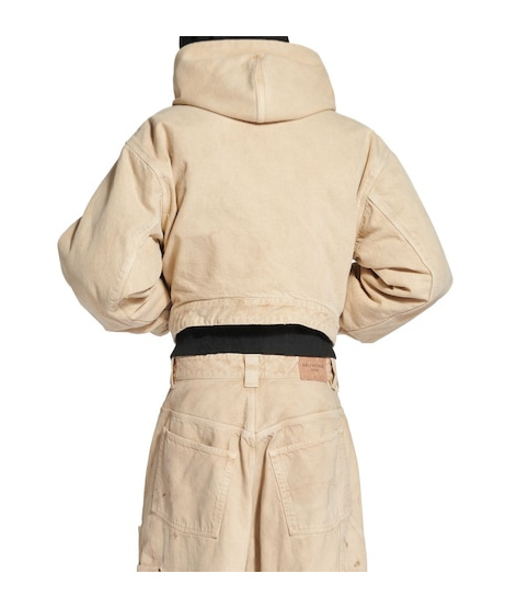 Balenciaga Men's Cropped Hooded Workwear Jacket In Beige In Neutral