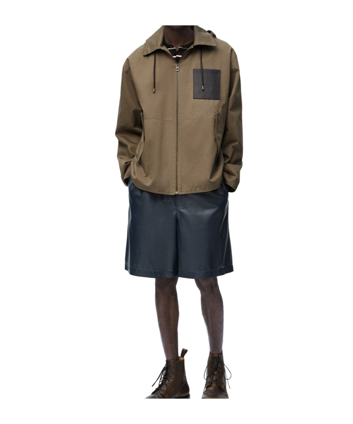 Loewe Hooded Jacket In Brown