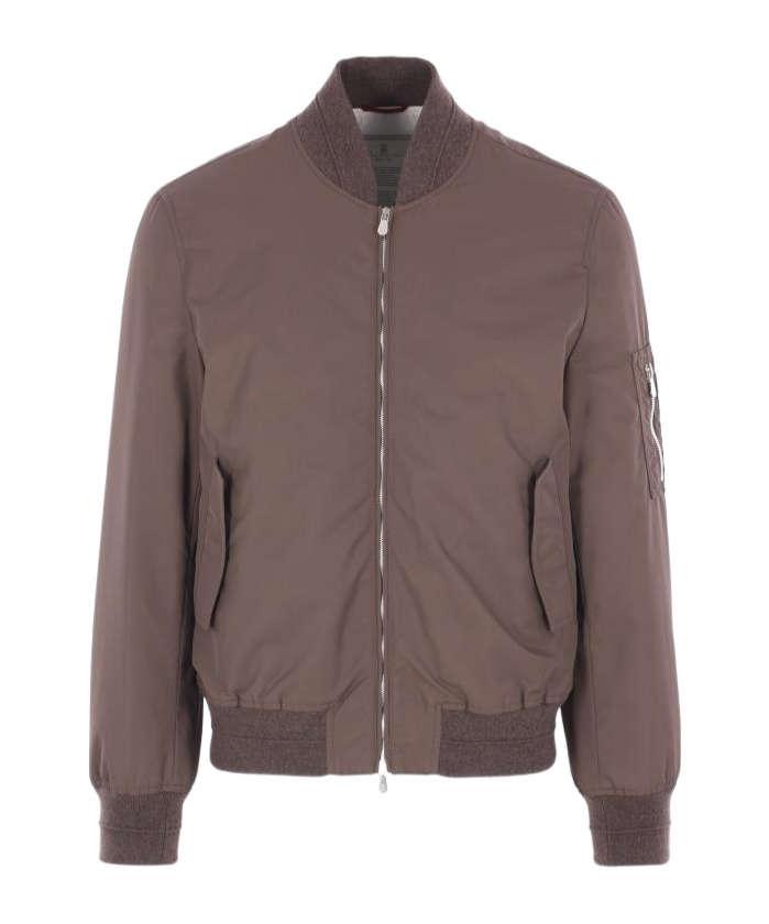 Brunello Cucinelli Bomber Jacket With Padding In Brown