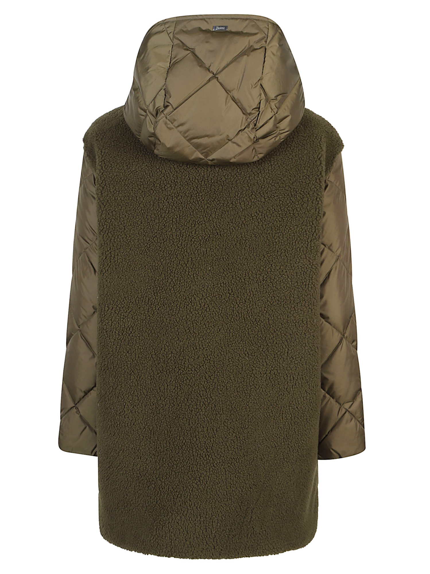 Herno Down Jacket With Faux Fur Insert In Green