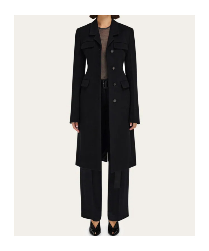 Ferragamo Flap-pocket Single-breasted Coat In Black