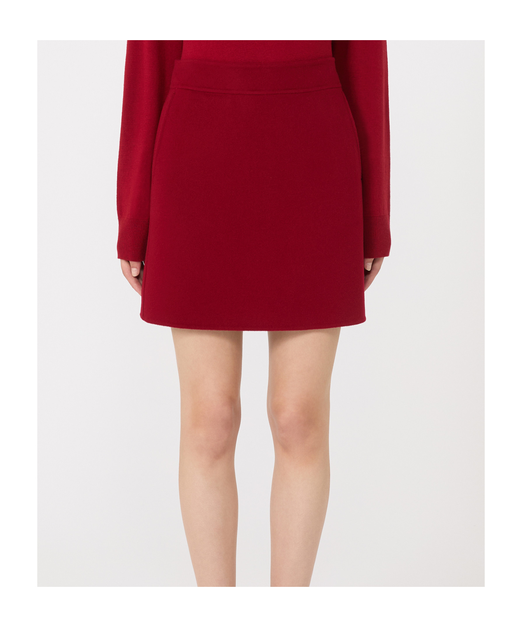 Max Mara Falda De Tubo De Lana In Red