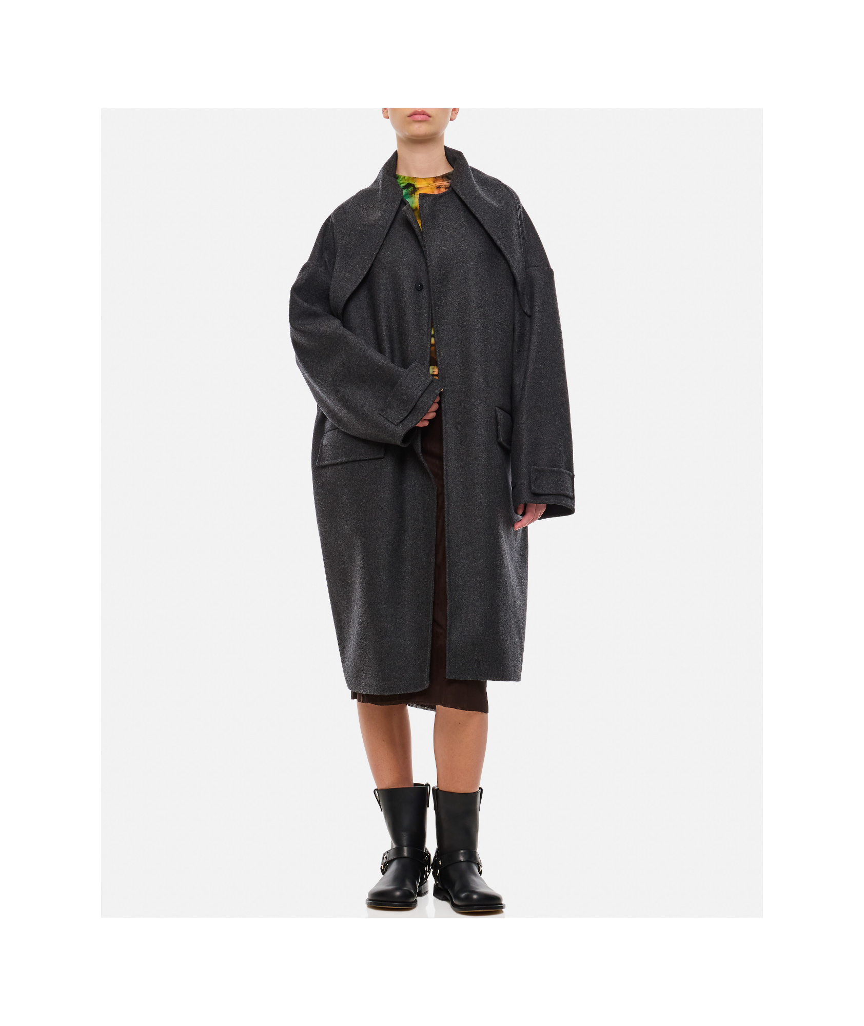 Plan C Long-sleeved Coat In Black