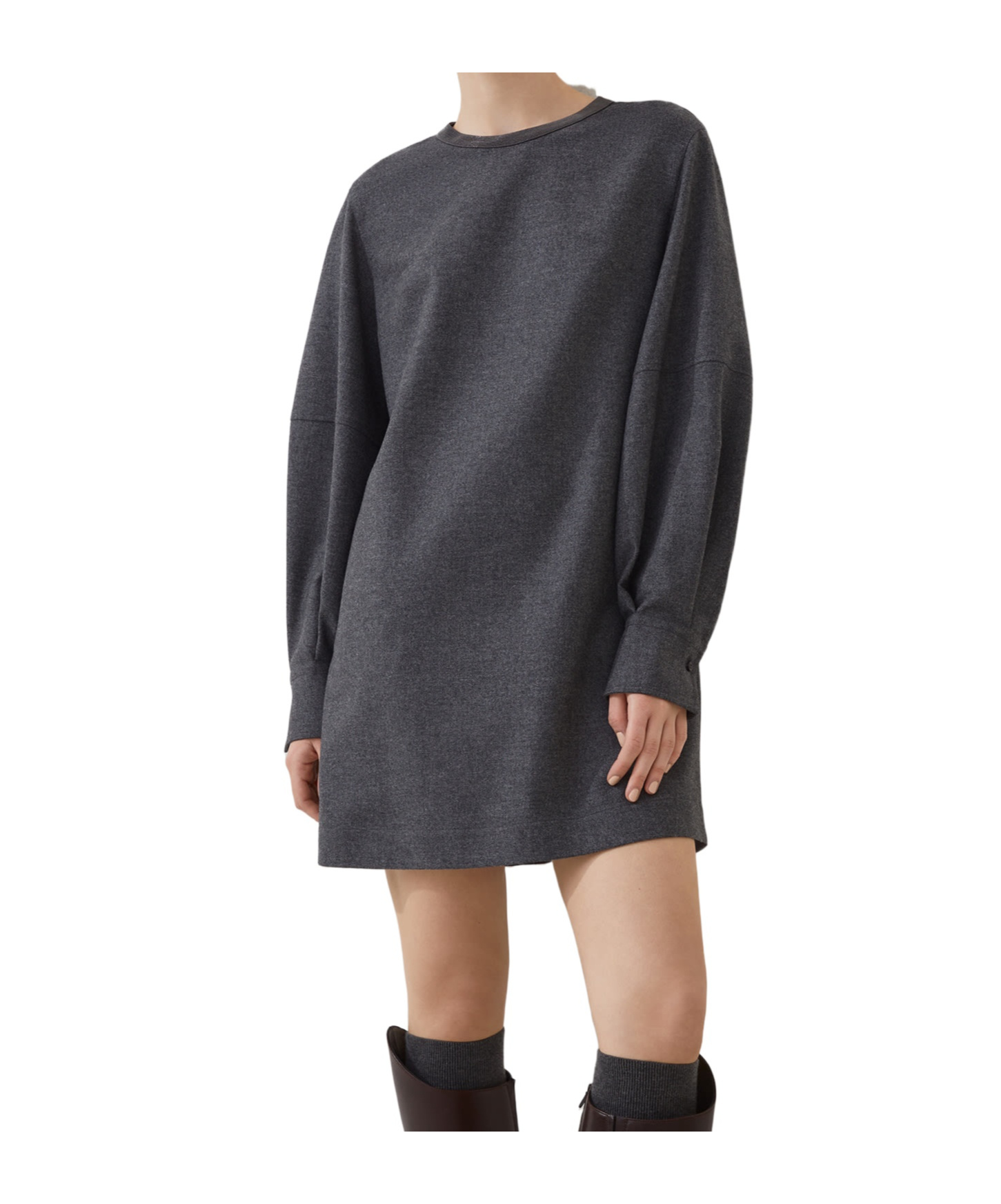 Brunello Cucinelli Wool And Cashmere Minidress In Gray