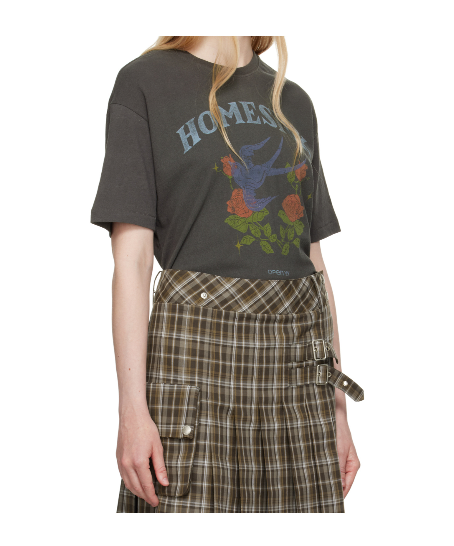 Open Yy Cotton Jersey T-shirt In Black