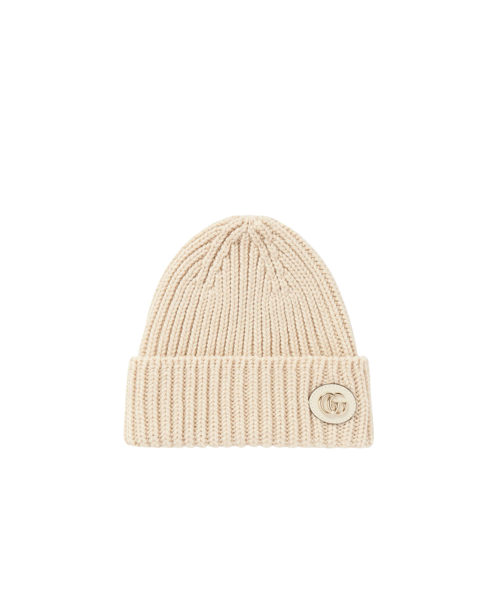 Gucci Double G Wool-blend Lamé Beanie In Nude