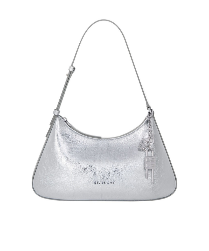 Givenchy Small Lucky Lock Bag In Laminated Leather In Gray