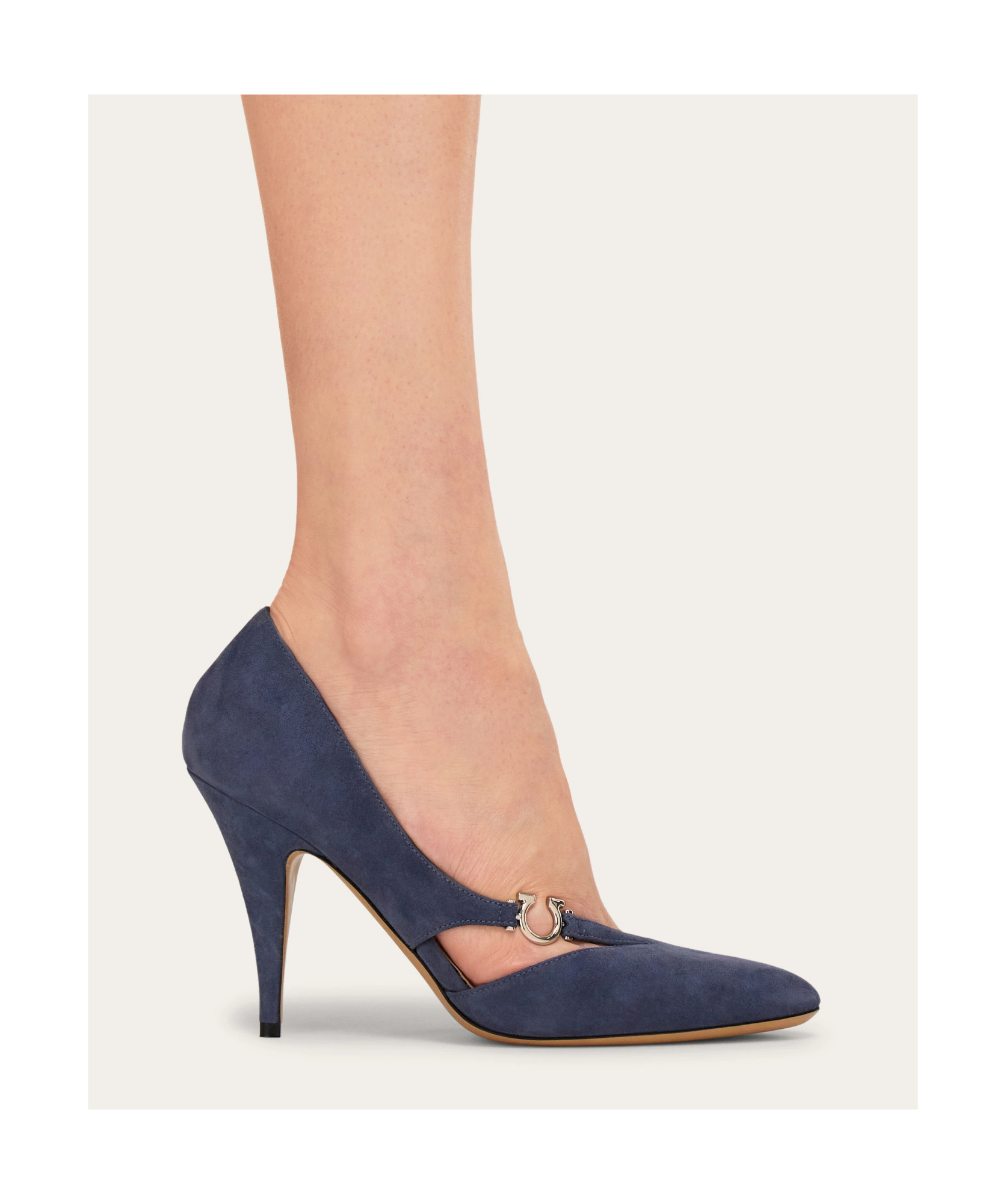 Ferragamo 95mm Gancini Leather Pumps In Blue