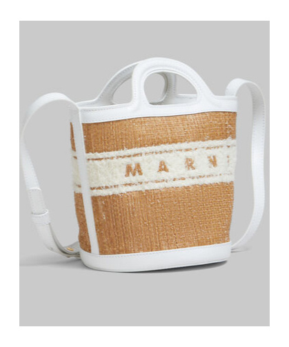 Marni Small Tropicalia Logo-embroidered Bucket Bag In White