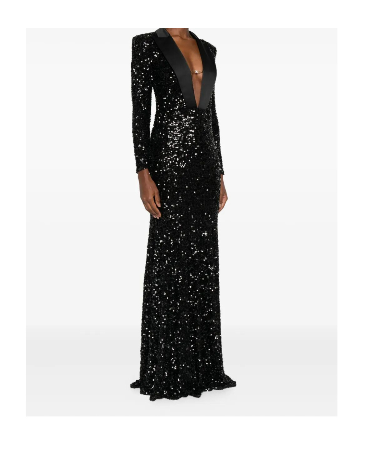 Elisabetta Franchi Red Carpet Dress In Full Sequins Clothing In Black