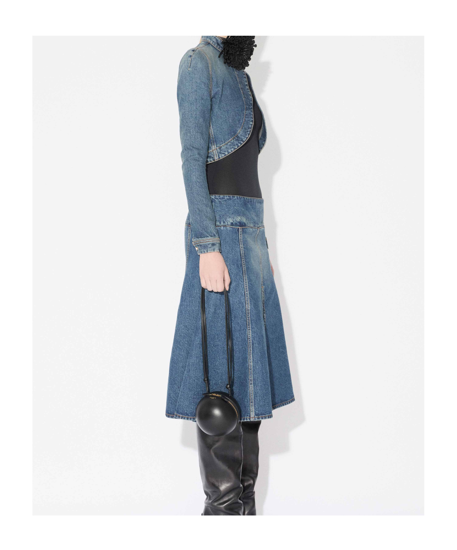 Alaïa Women Short Blue Denim Jacket In Blue