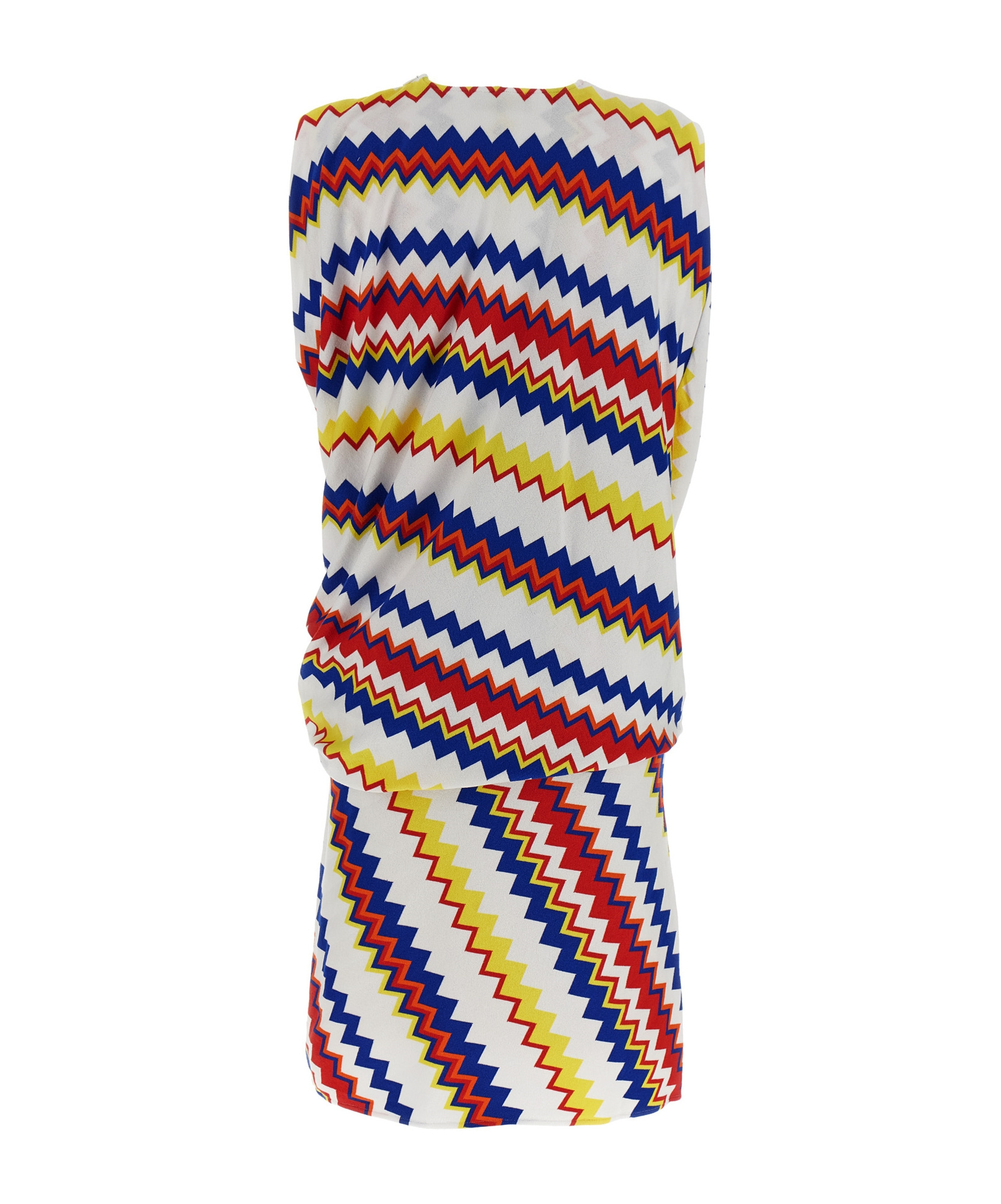 Missoni Zigzag Pattern Peplos Minidress With Draped Front In Multi