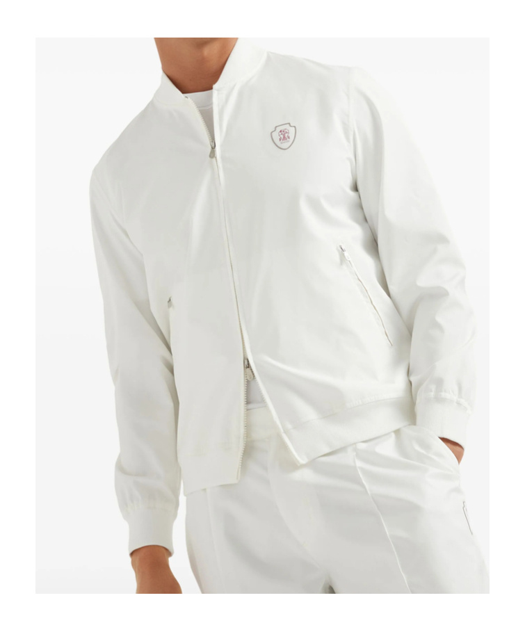Brunello Cucinelli Nylon Sweatshirt With Logo And Zipper In Gray
