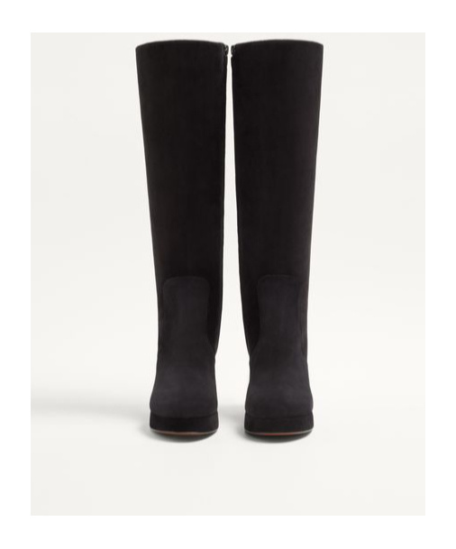 Valentino Garavani Fawcette Platform Boot In Crust Leather 90mm Woman Black 39.5 In Black