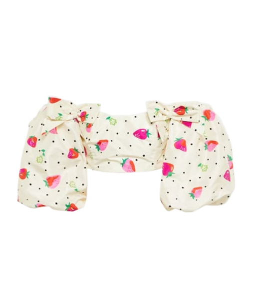 Alessandra Rich Printed Silk Crop Top In White