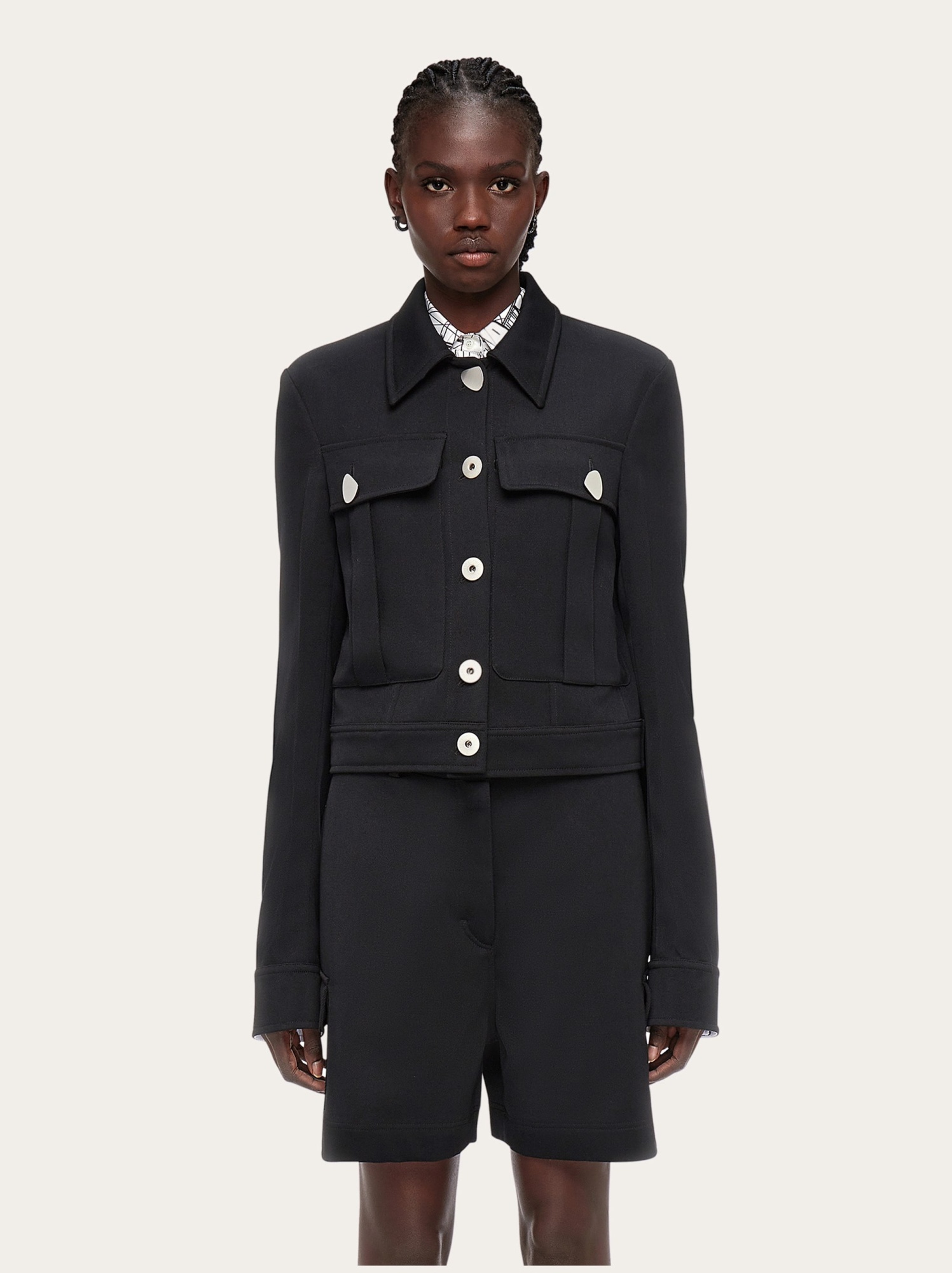 Ferragamo Black Single-breasted Wool Jacket In Black