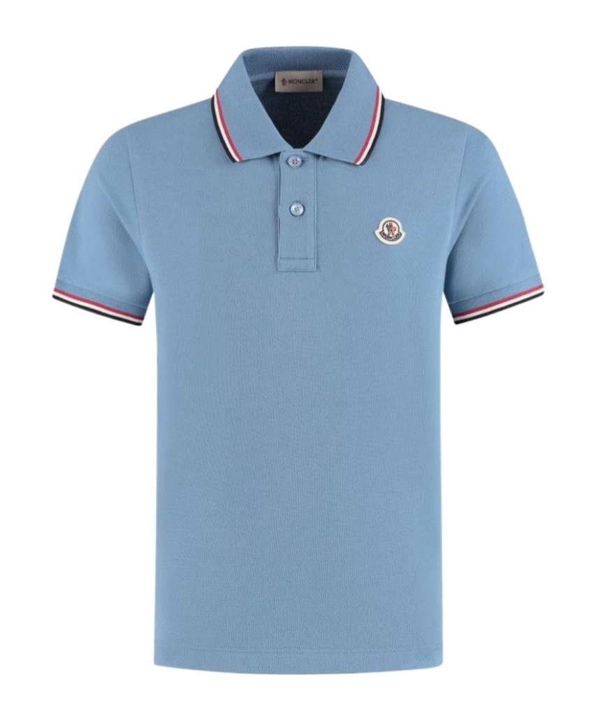 Moncler Short-sleeved Polo Shirt In Blue