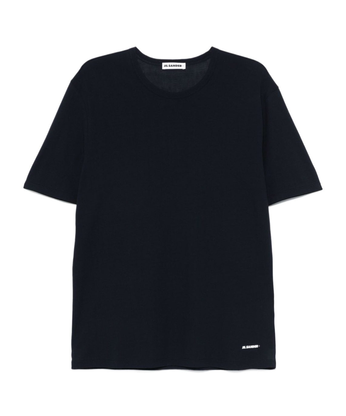 Jil Sander Blue Cotton T-shirt With Small White Logo In Black