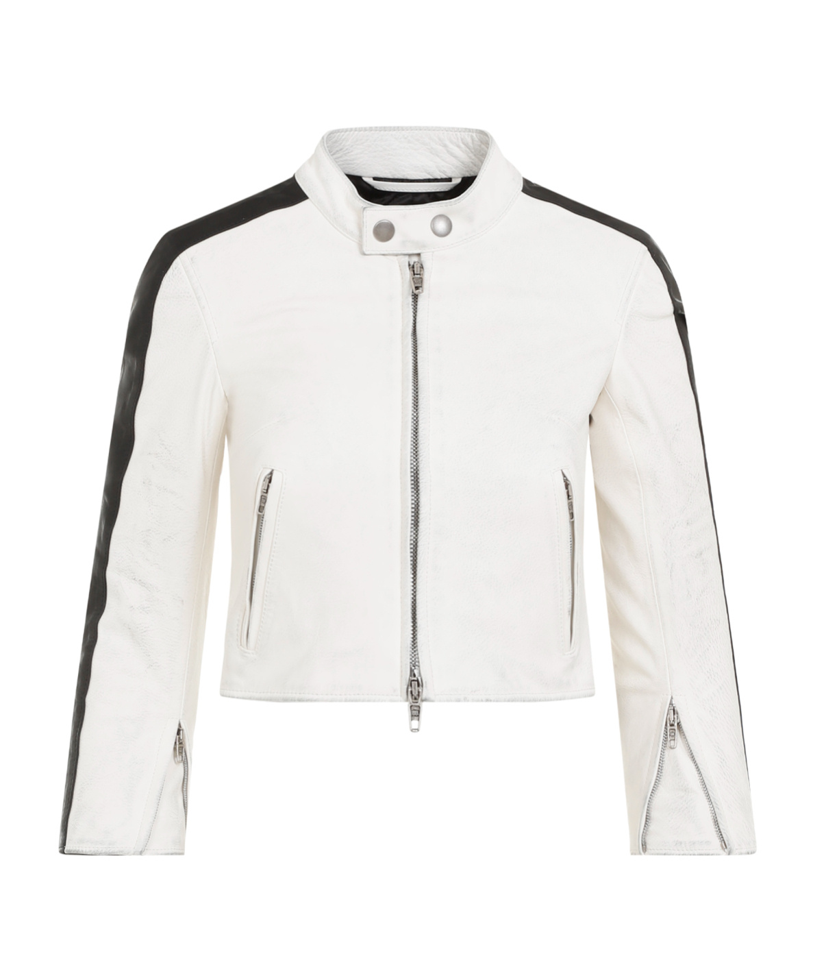 Balenciaga Leather Racer Jacket In White
