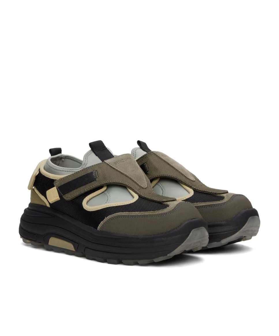 Suicoke Khaki & Black Tred Sneakers In Black
