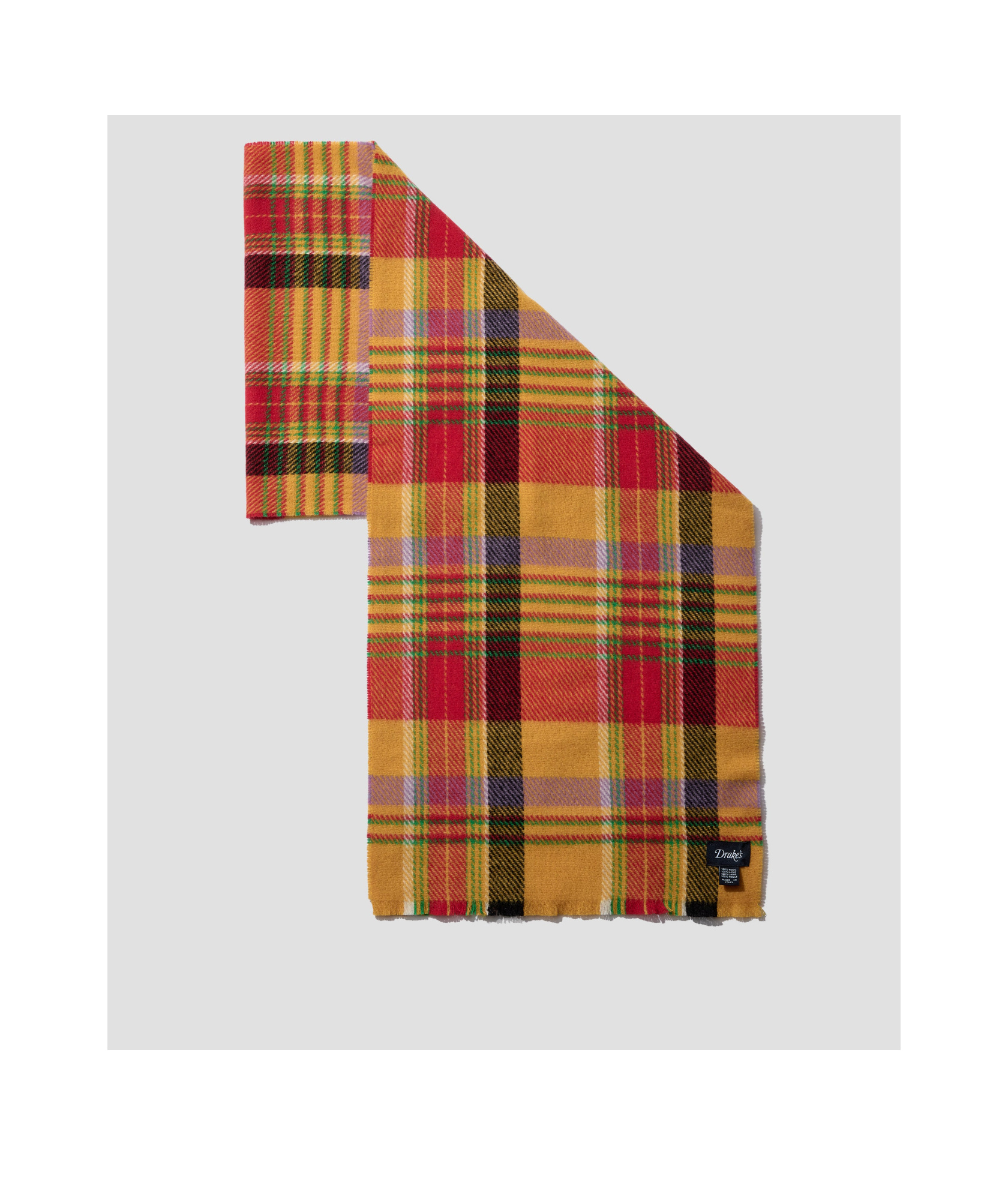 Drake's London Plaid Scarf In Brown