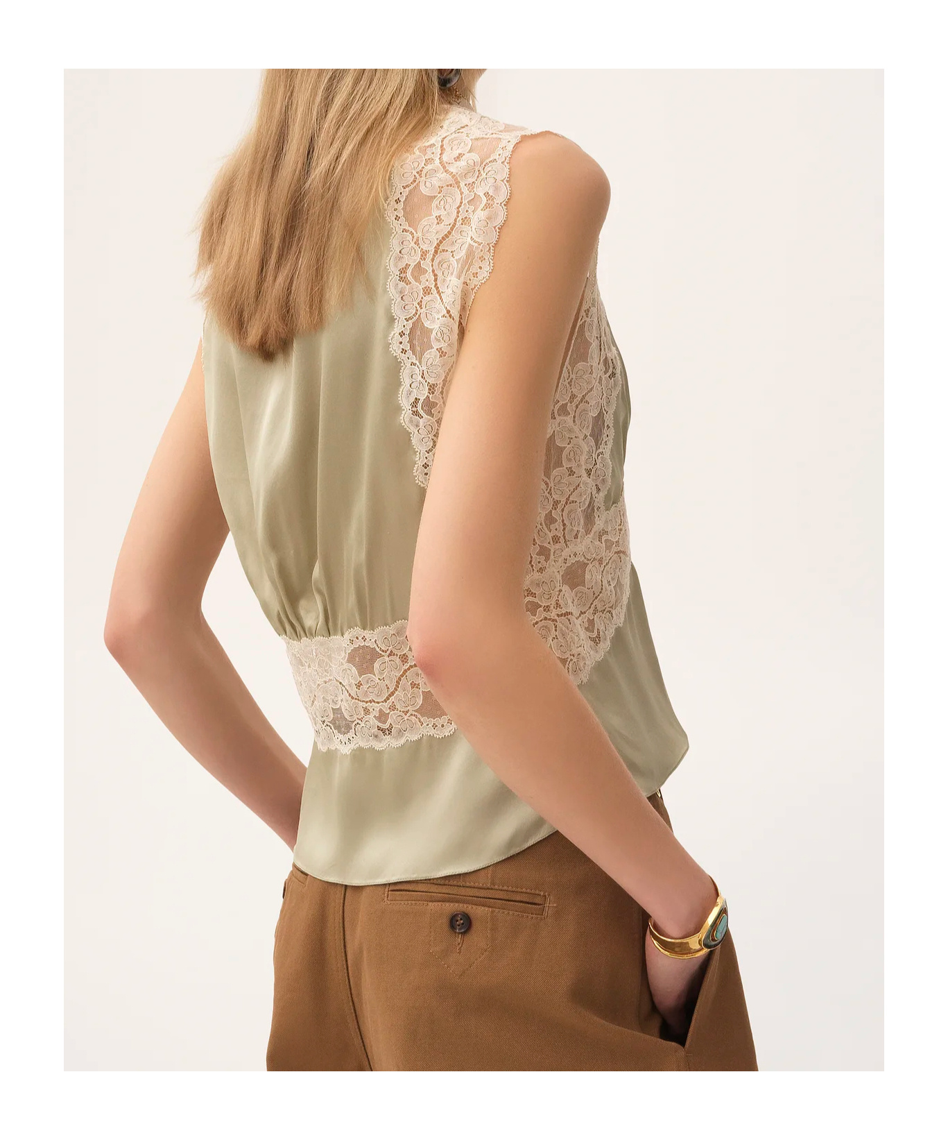 Chloé Lace V-neck Top In Brown