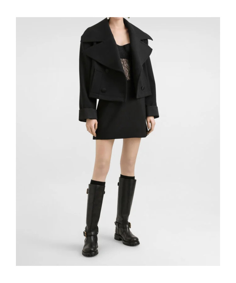 Dolce & Gabbana Double-breasted Cropped Jacket In Black