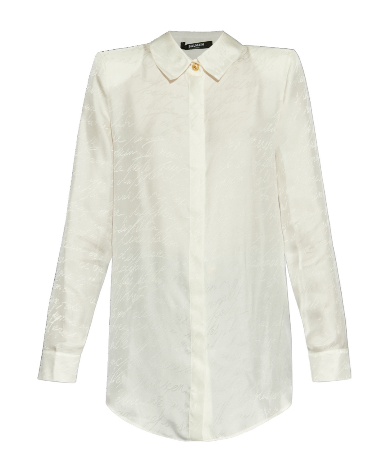 Balmain Monogram Jacquard Buttoned Shirt In White