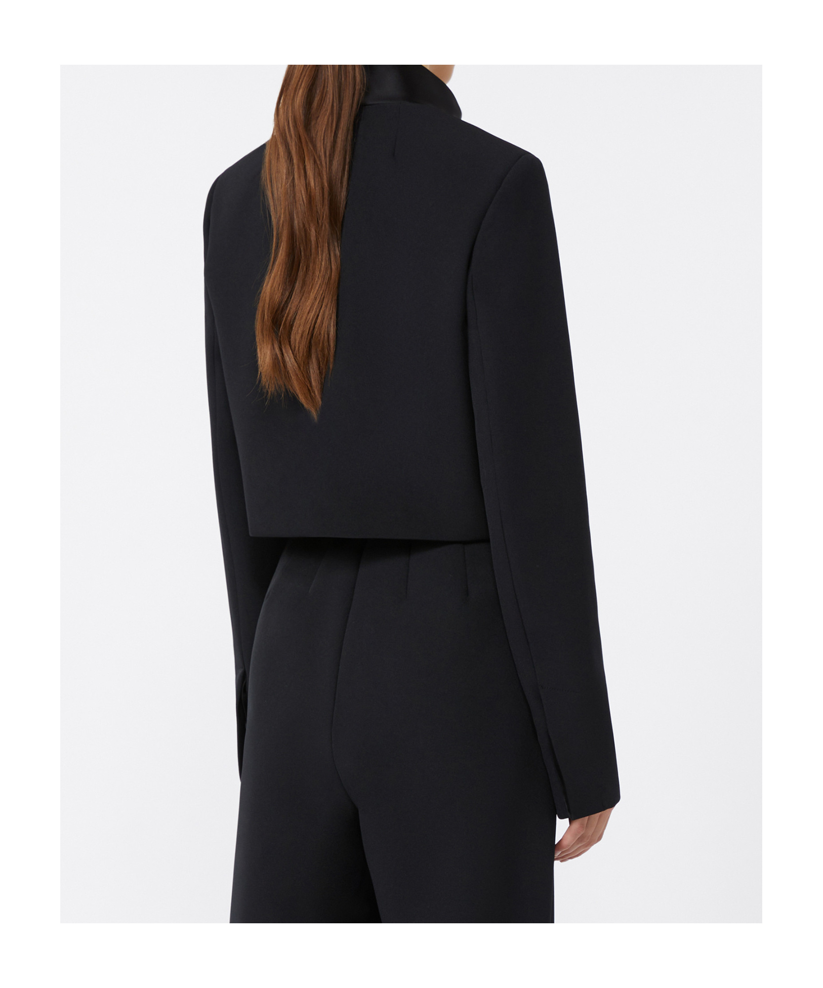 Max Mara Cropped Sable Jacket In Black