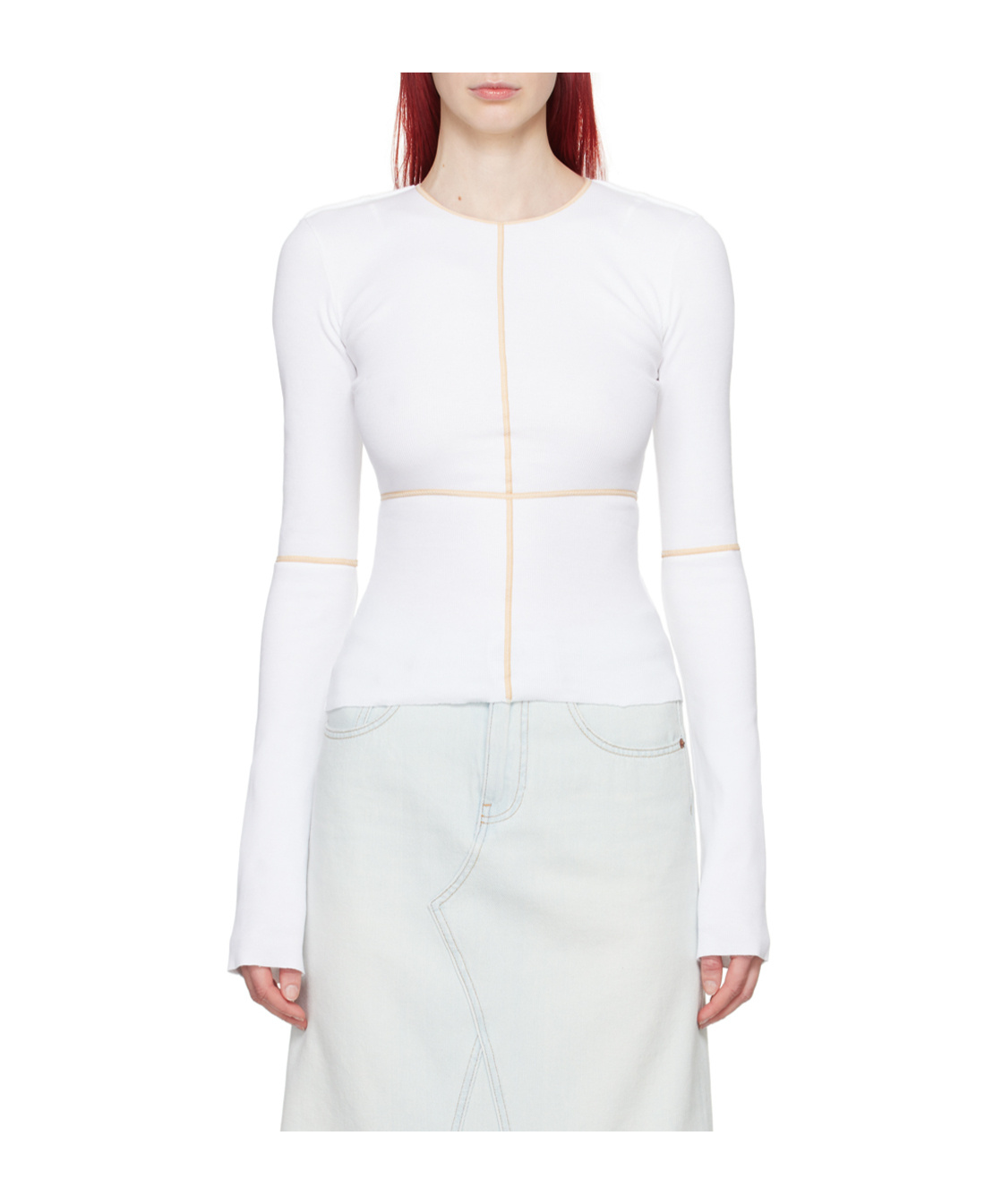 Mm6 Maison Margiela Hollow-out Long-sleeved T-shirt In White
