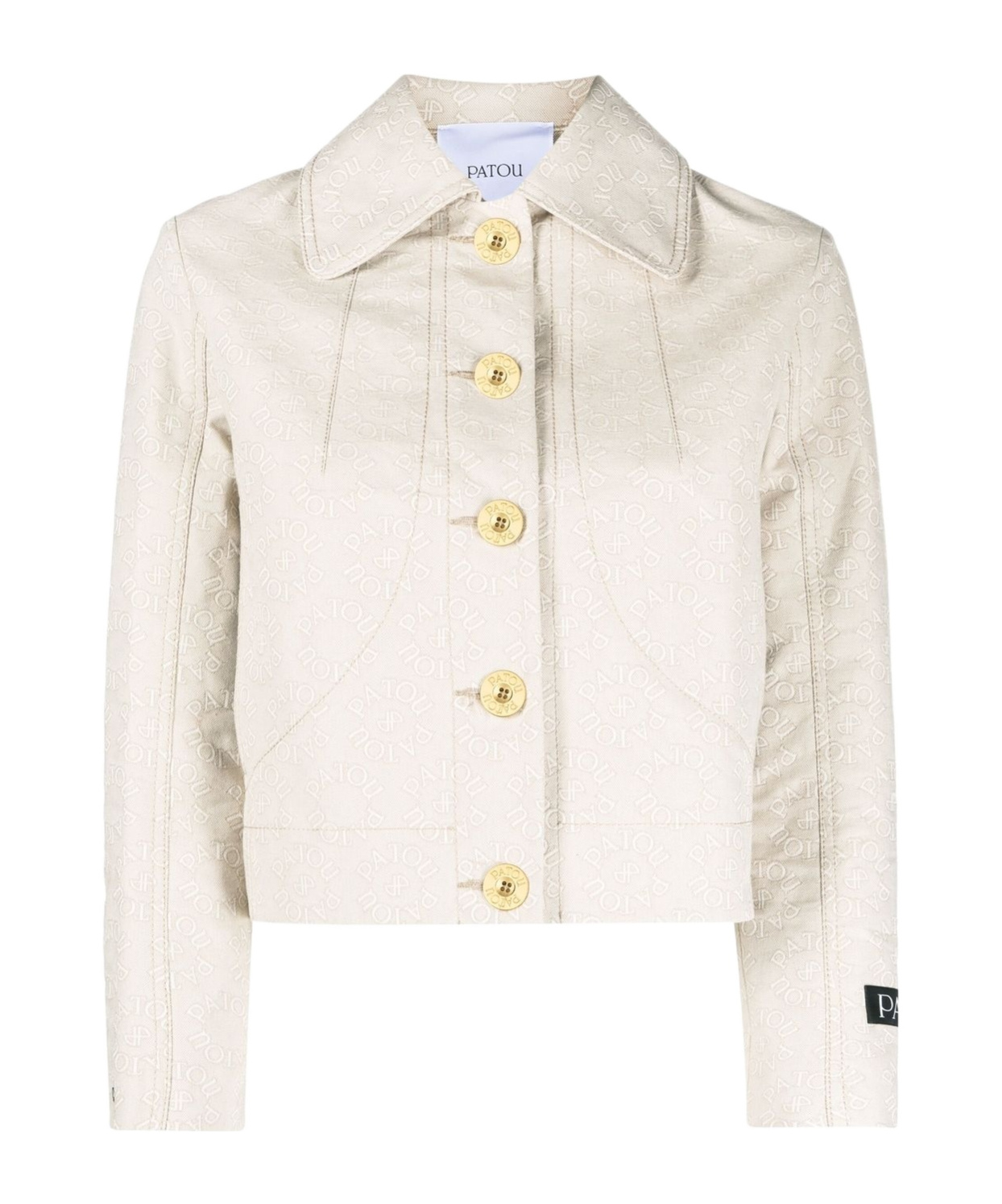 Patou Button Long Sleeve Casual Jacket In White