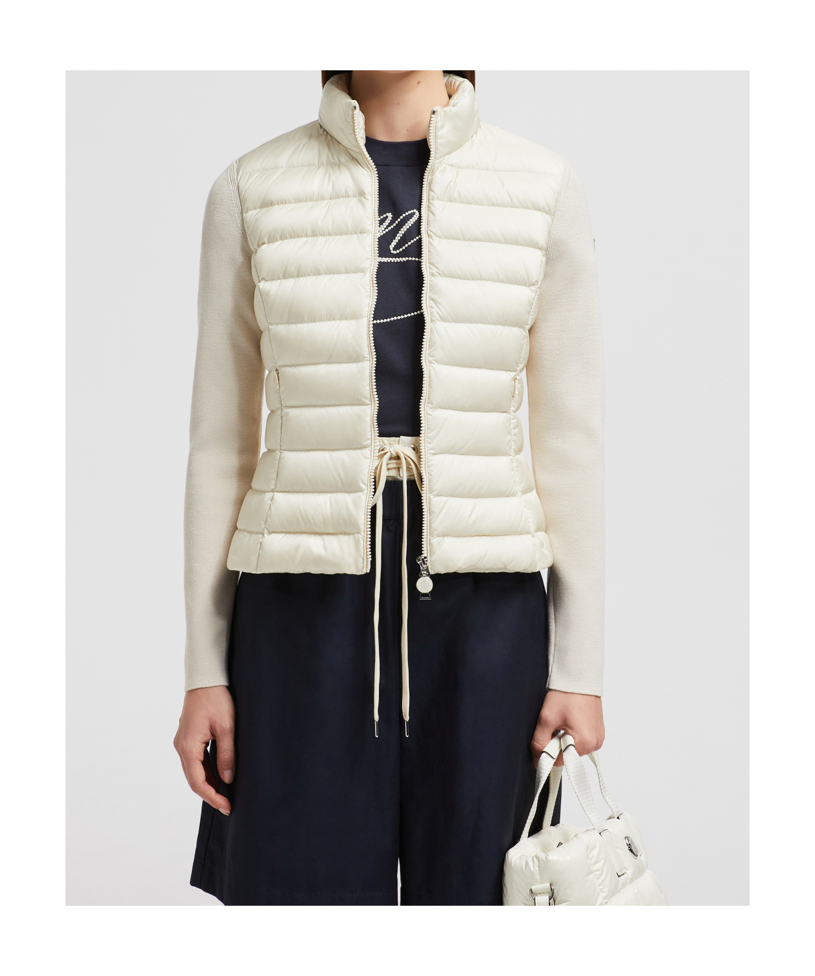 Moncler Wool Zipper Cardigan In White