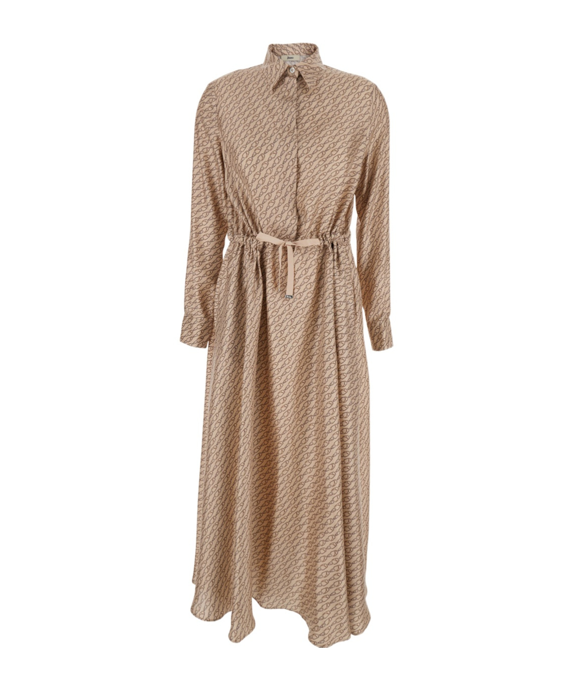 Herno Silk Printed Dress In Brown