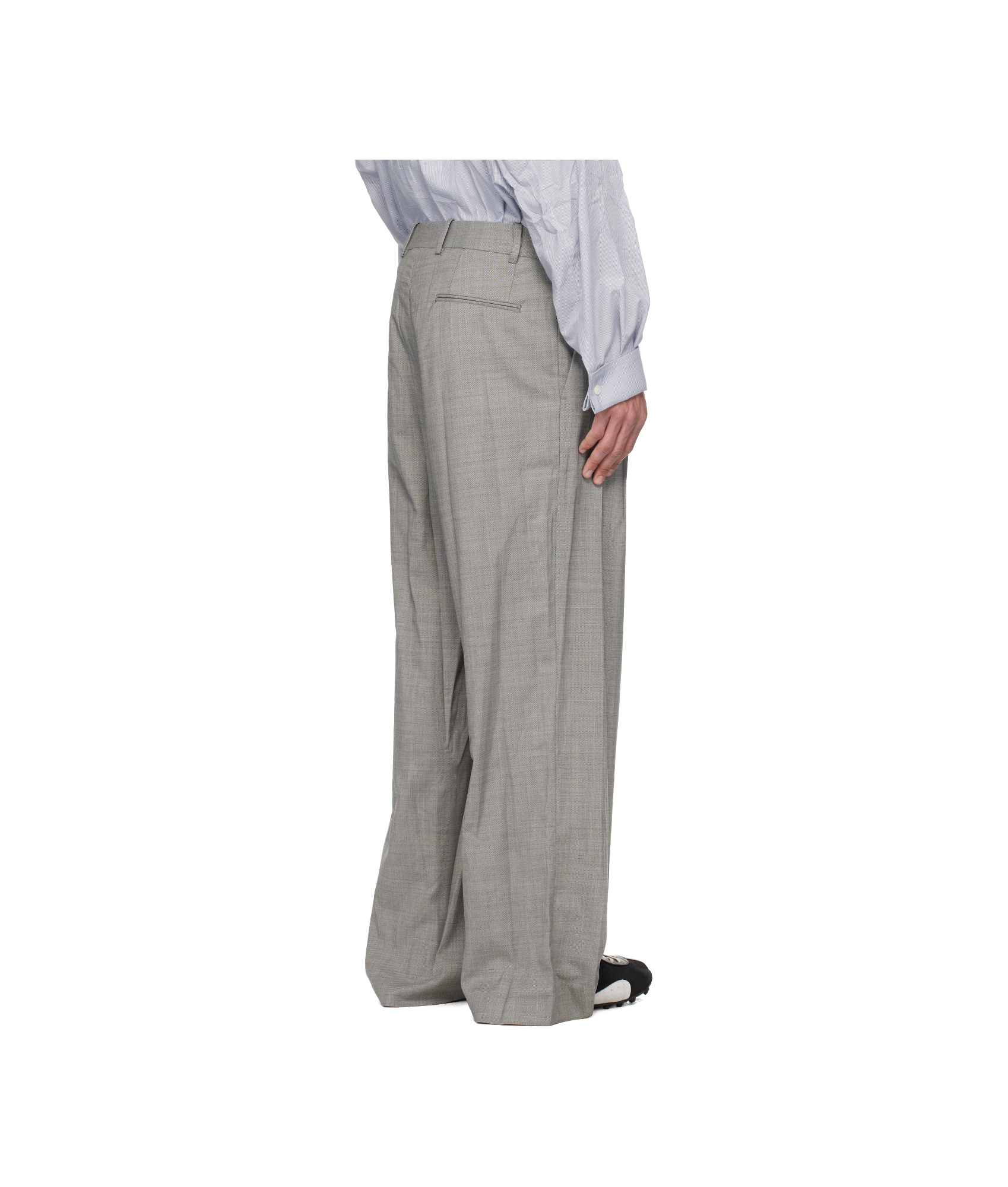 Hed Mayner Gray Crinkled Trousers In Grey