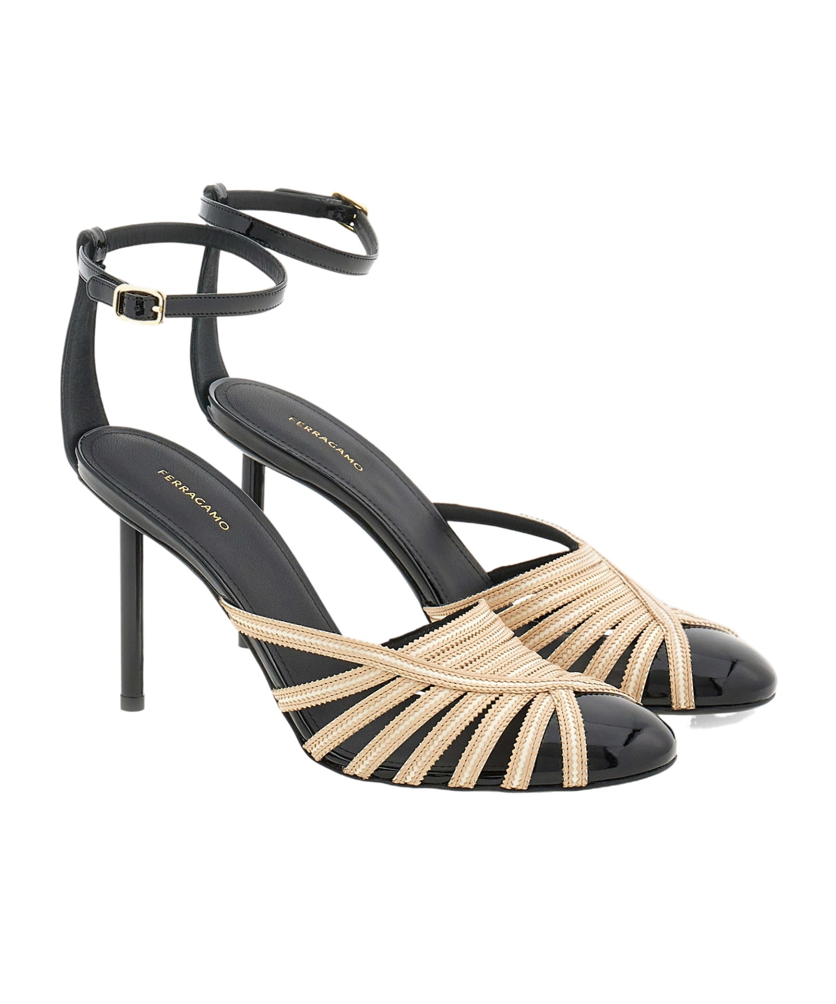 Ferragamo High-heeled Sandals With Thin Ankle Straps In Black