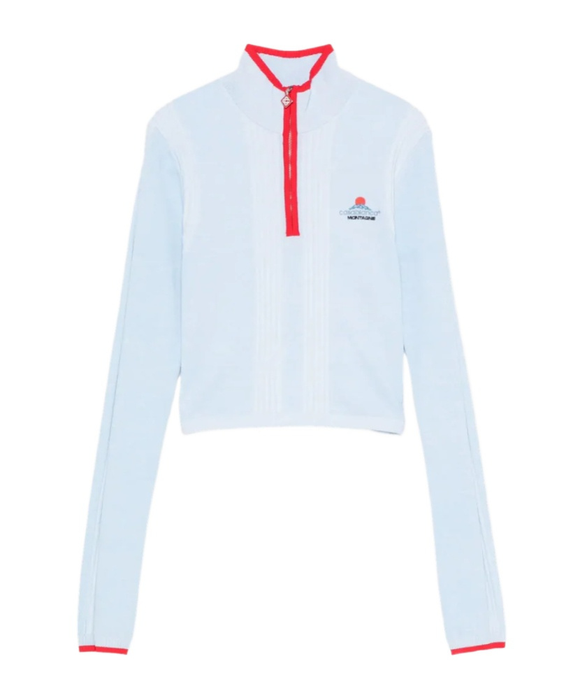 Casablanca Zippered Long-sleeve Sweatshirt In Blue