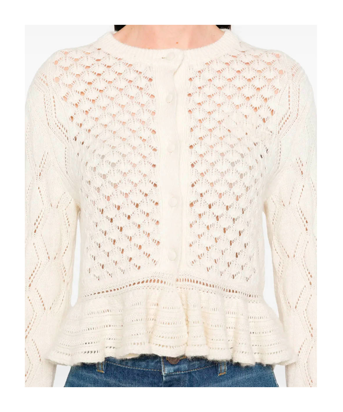 Chloé Latte-colored Crochet Cardigan In Blend In Neutral