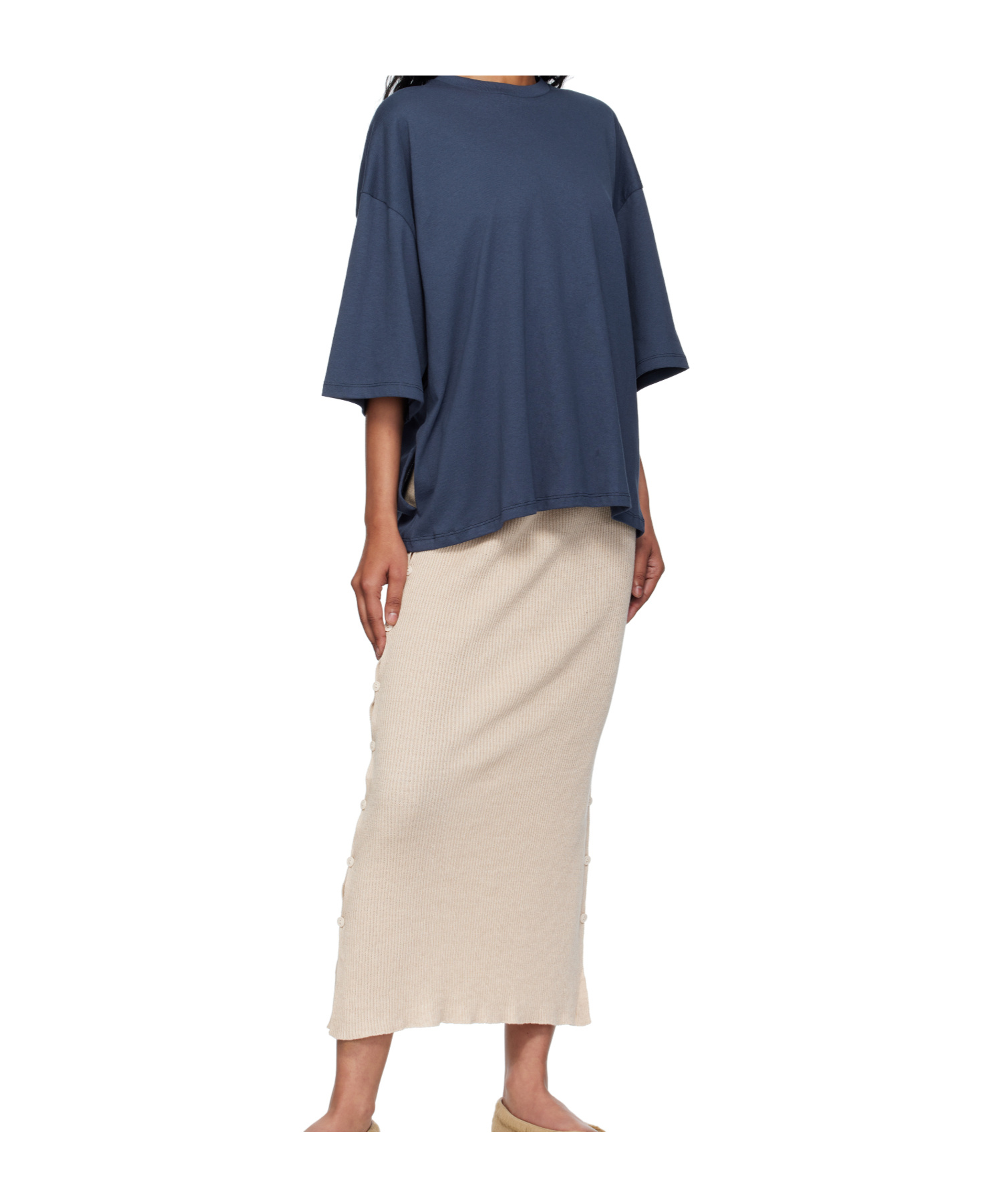 Baserange Beige Franca Midi Skirt In Neutral