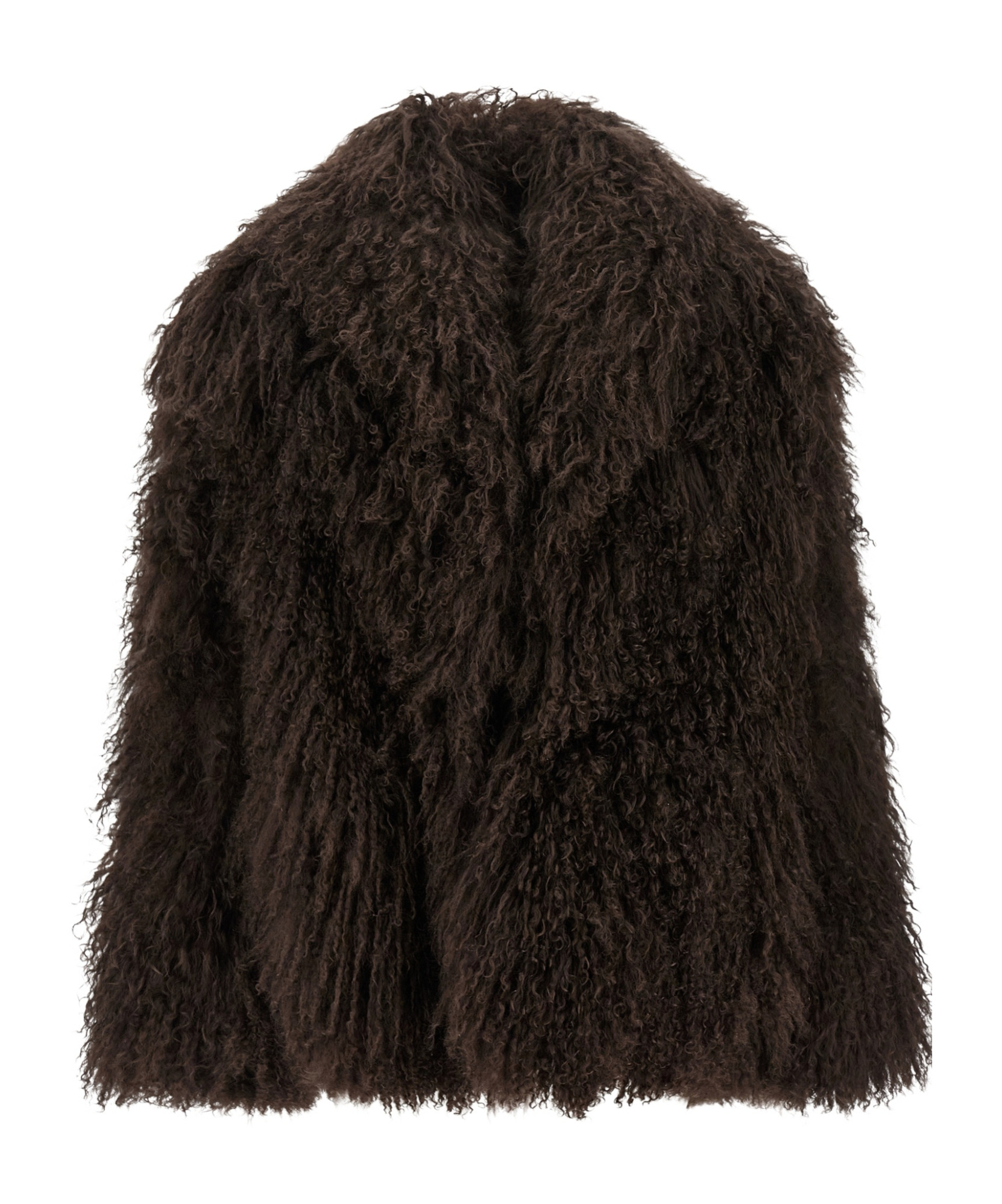 Yves Salomon Luxurious Long Faux Fur Jacket In Brown