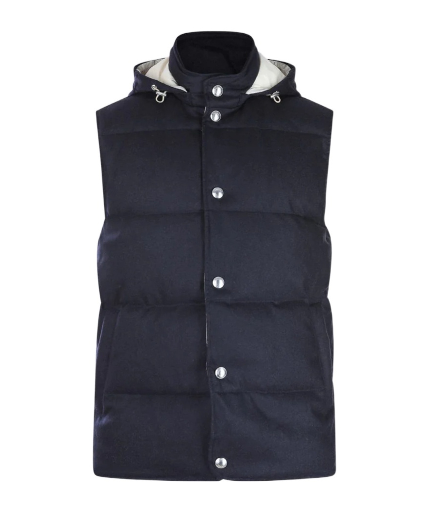 Eleventy Drawstring Hood Vest In Black