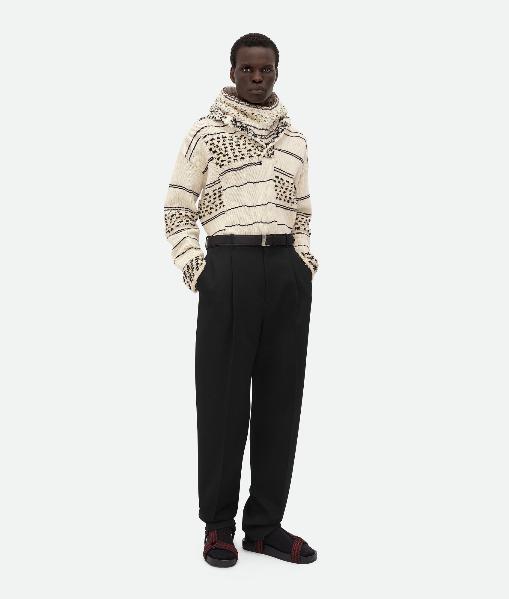 Bottega Veneta Striped Chunky-knit Jumper In Nude