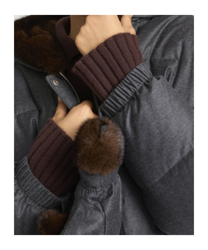 Yves Salomon Hooded Down Jacket In Gray