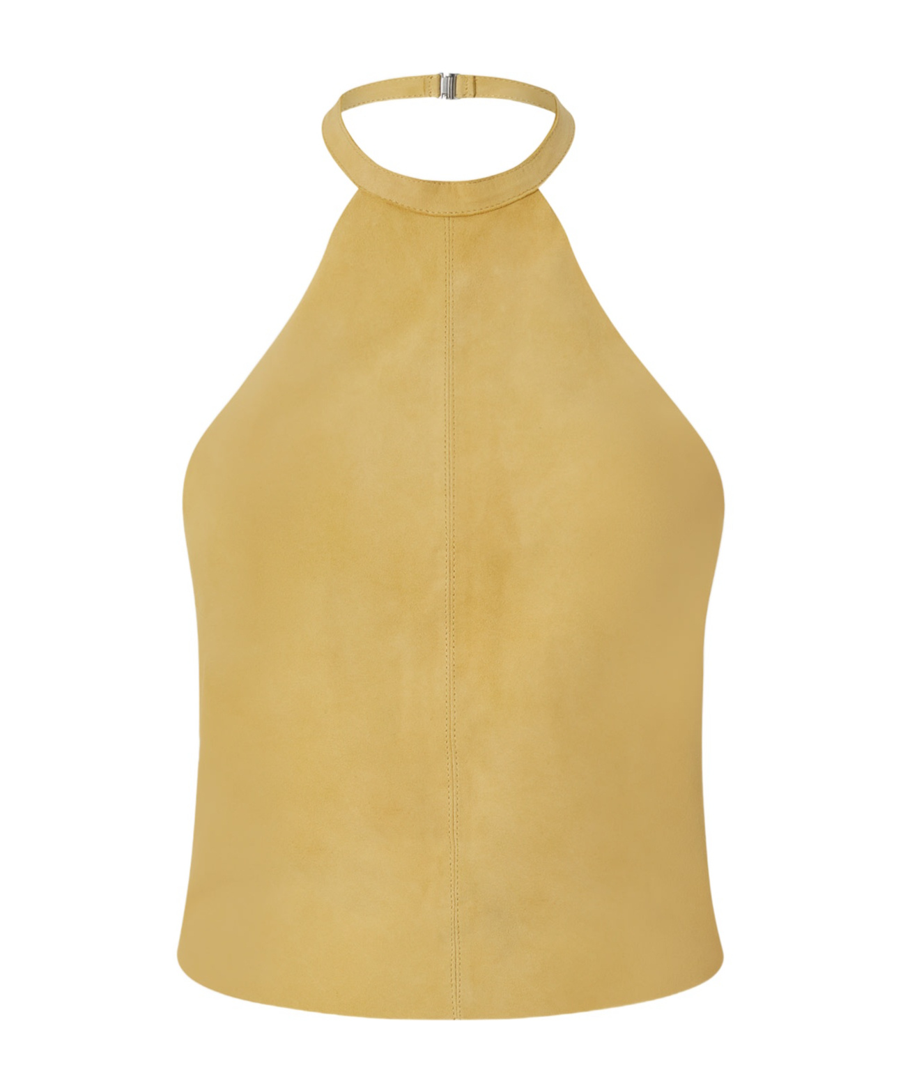 Pinko Suede Halterneck Tie-back Sleeveless Top In Nude