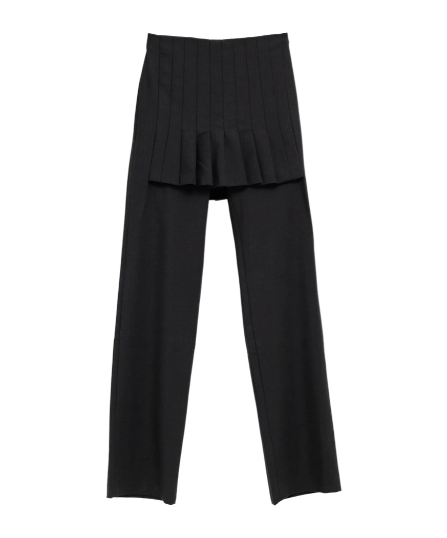Paloma Wool Pleated Miniskirt Overlay Track Pants In Black