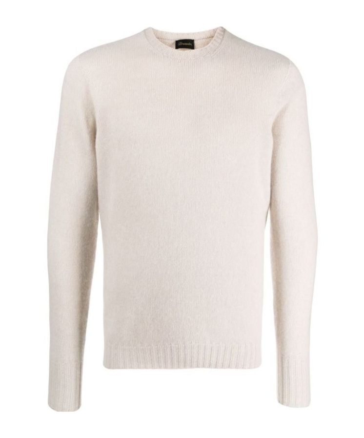 Drumohr Crew-neck Cashmere Jumper In White