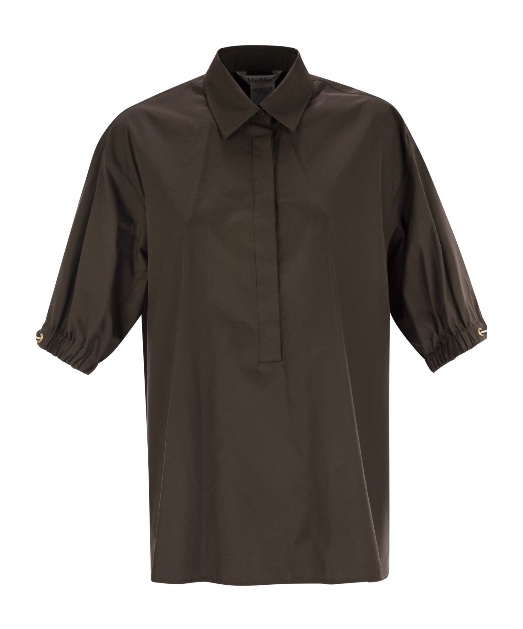 Max Mara Brown Cotton Poplin Teano Shirt In Black